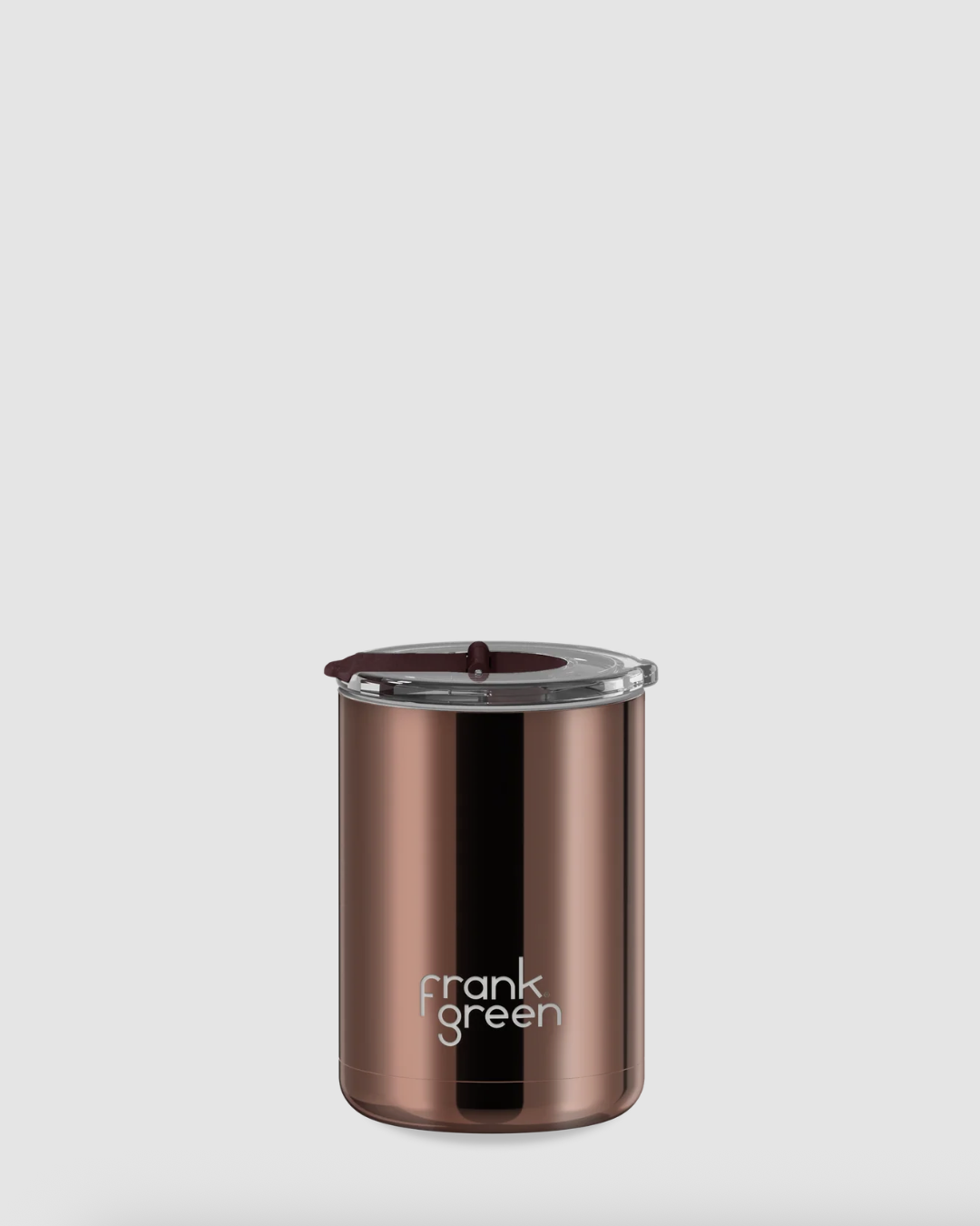 Frank Green Ceramic Coffee cup with Hinged Screw Lid- Chrome Chocolate