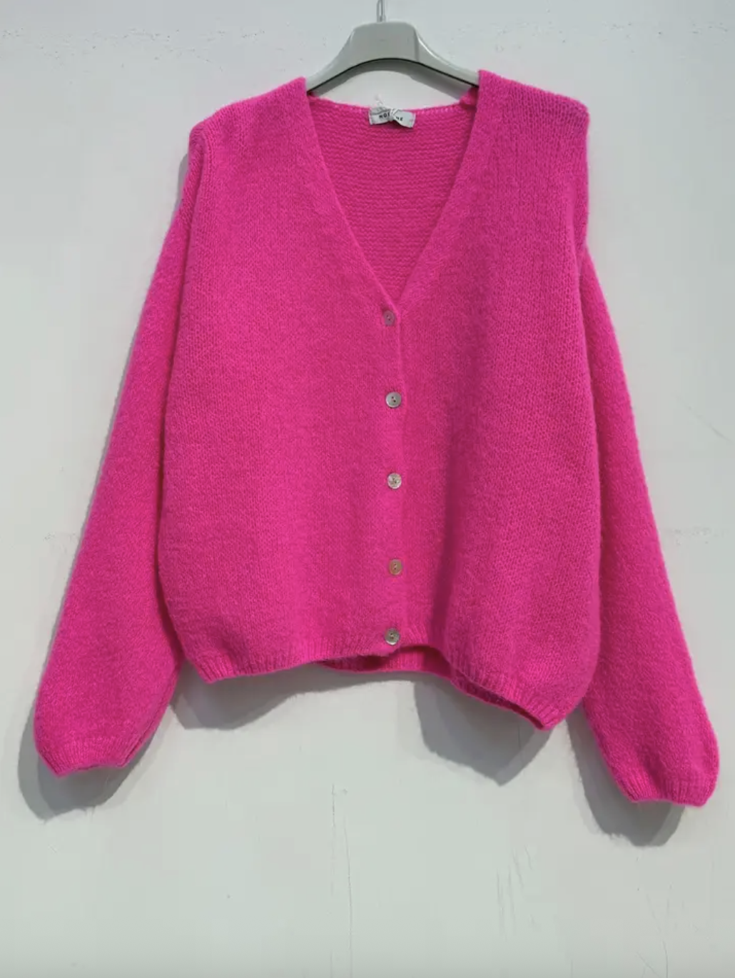 Noéline Kid Mohair and Wool Vest- FUCHSIA
