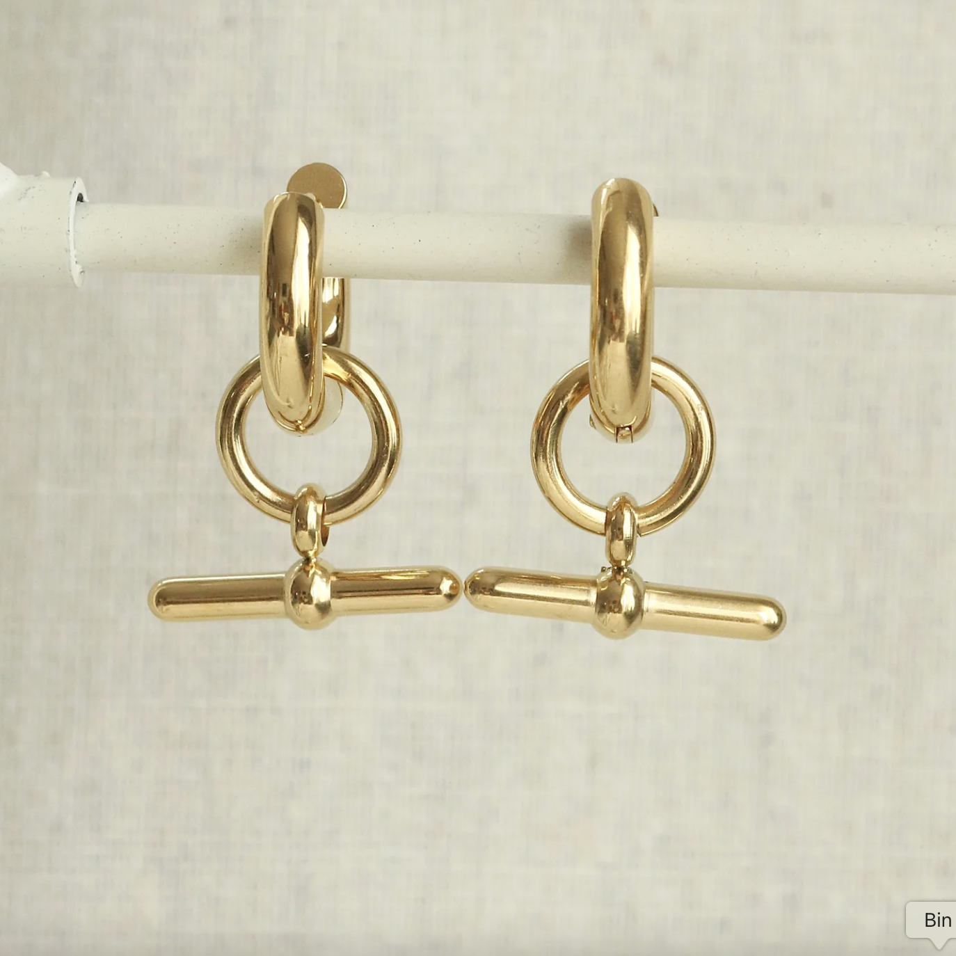 Little Nell Jewellery Everyday Gold Bar Hoop Earrings