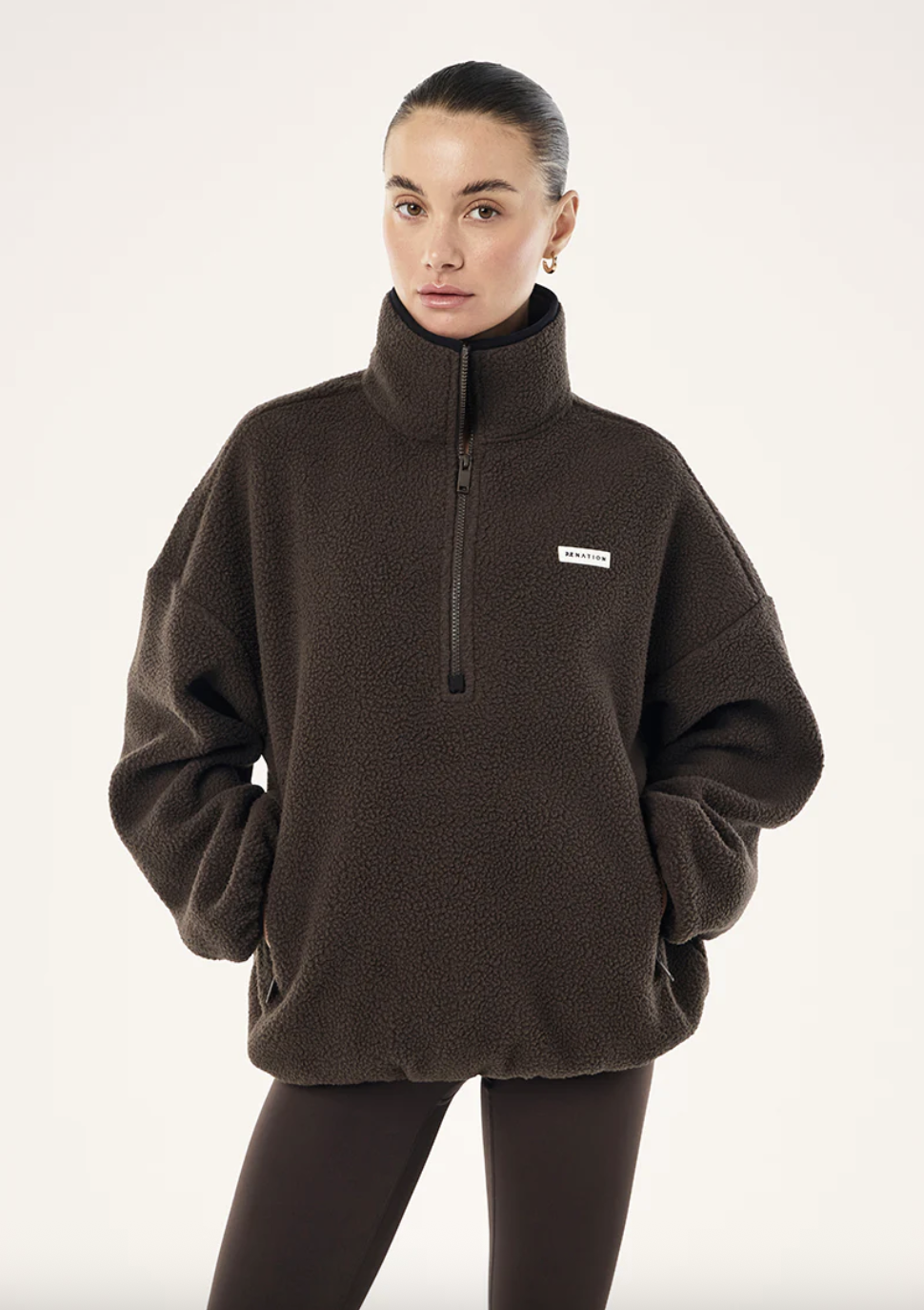 P.E Nation Rotate Quarter Zip Jacket- COFFEE
