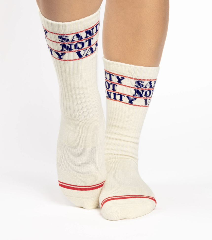Pointe Studio Sanity Not Vanity Crew Grip Sock- IVORY