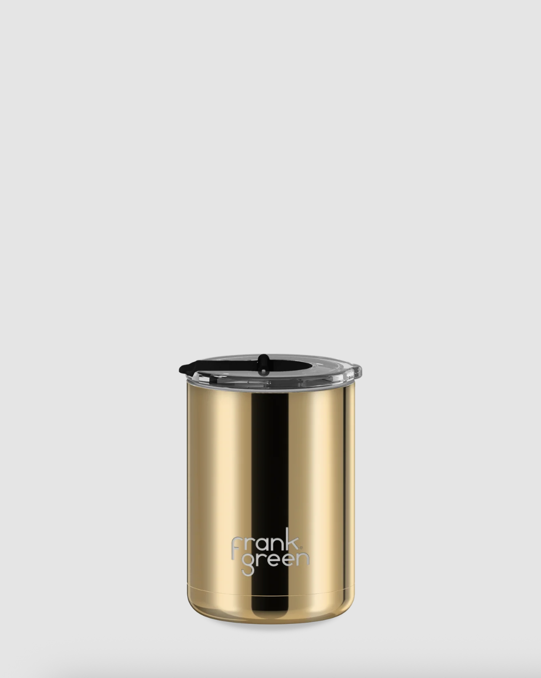 Frank Green Ceramic Coffee cup with Hinged Screw Lid- Chrome Gold with Midnight Hinge