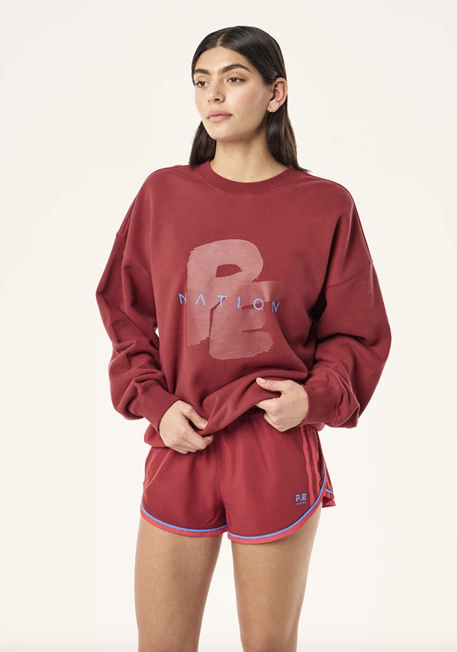 P.E Nation Tidal Oversized Sweat- Cherry