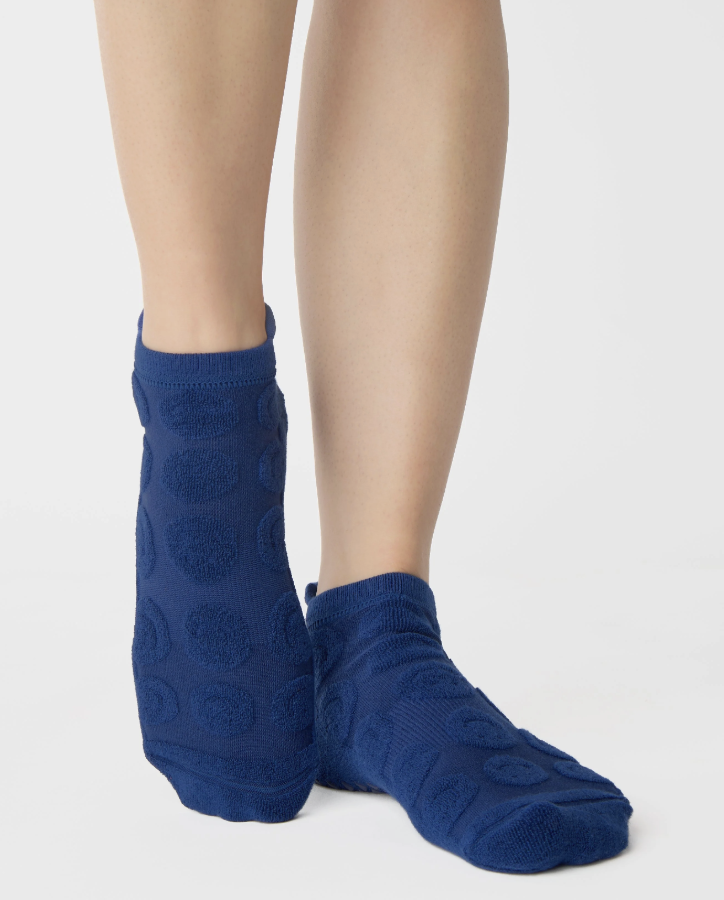 Pointe Studio Happy Terry Full Foot Grip Sock- NAVY