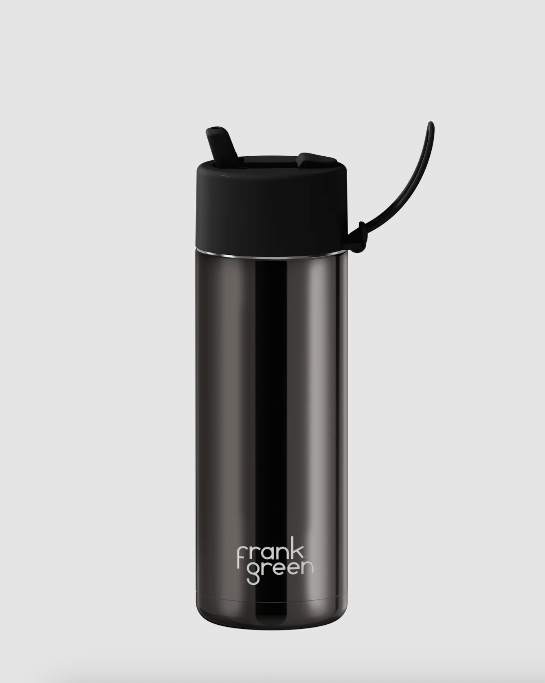 Frank Green Stainless Steel Ceramic Reusable Bottle with Flip Straw Lid 20oz/595ml- Shadow Chrome