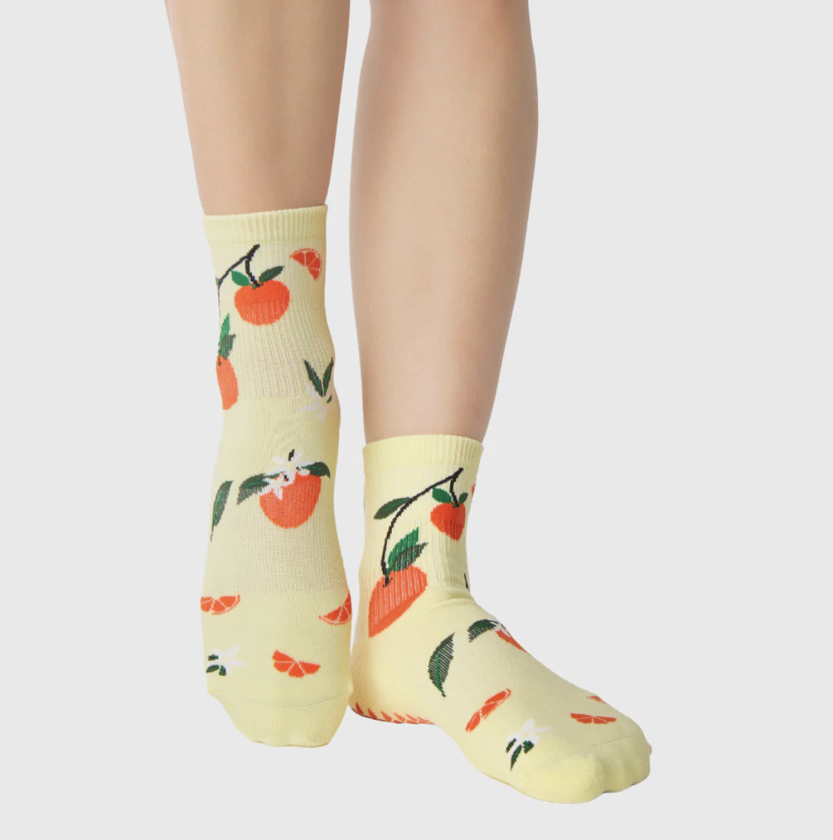 Pointe Studio Orange Toss Ankle Grip Sock- BUTTER