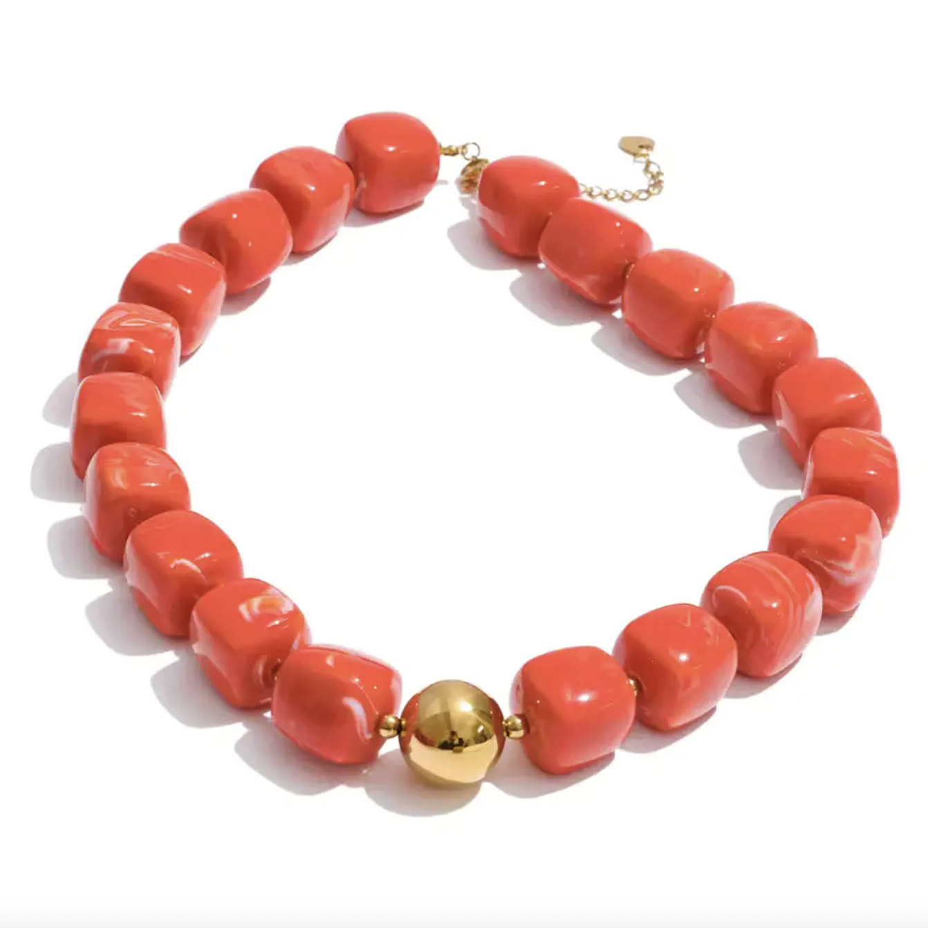 Misgraceful Acrylic Beaded Chunky Necklace - Orange