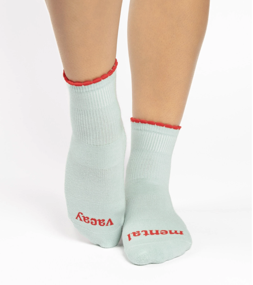 Pointe Studio Mental Vacay Ankle Grip Sock- SKY