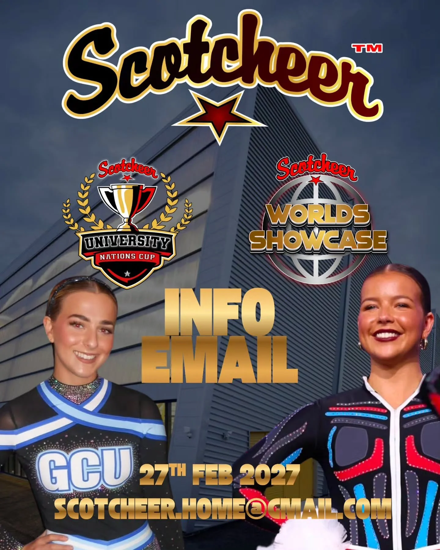 🏆 University Nations Cup &amp; Worlds Showcase 🛩

Coaches keep an eye out for you Info Email that will hit your Inbox over the weekend! 

🏆 University Nations Cup
Uni Cheer
Stunt Groups
Cheer &amp; Dance Solos &amp; Duos
Uni Dance - Pom, Lyrical, 