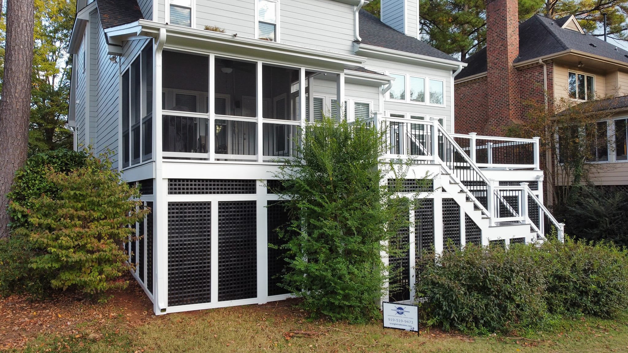 Rescreened the porch with UltraVue2 fiberglass screen mesh after replacing the deck