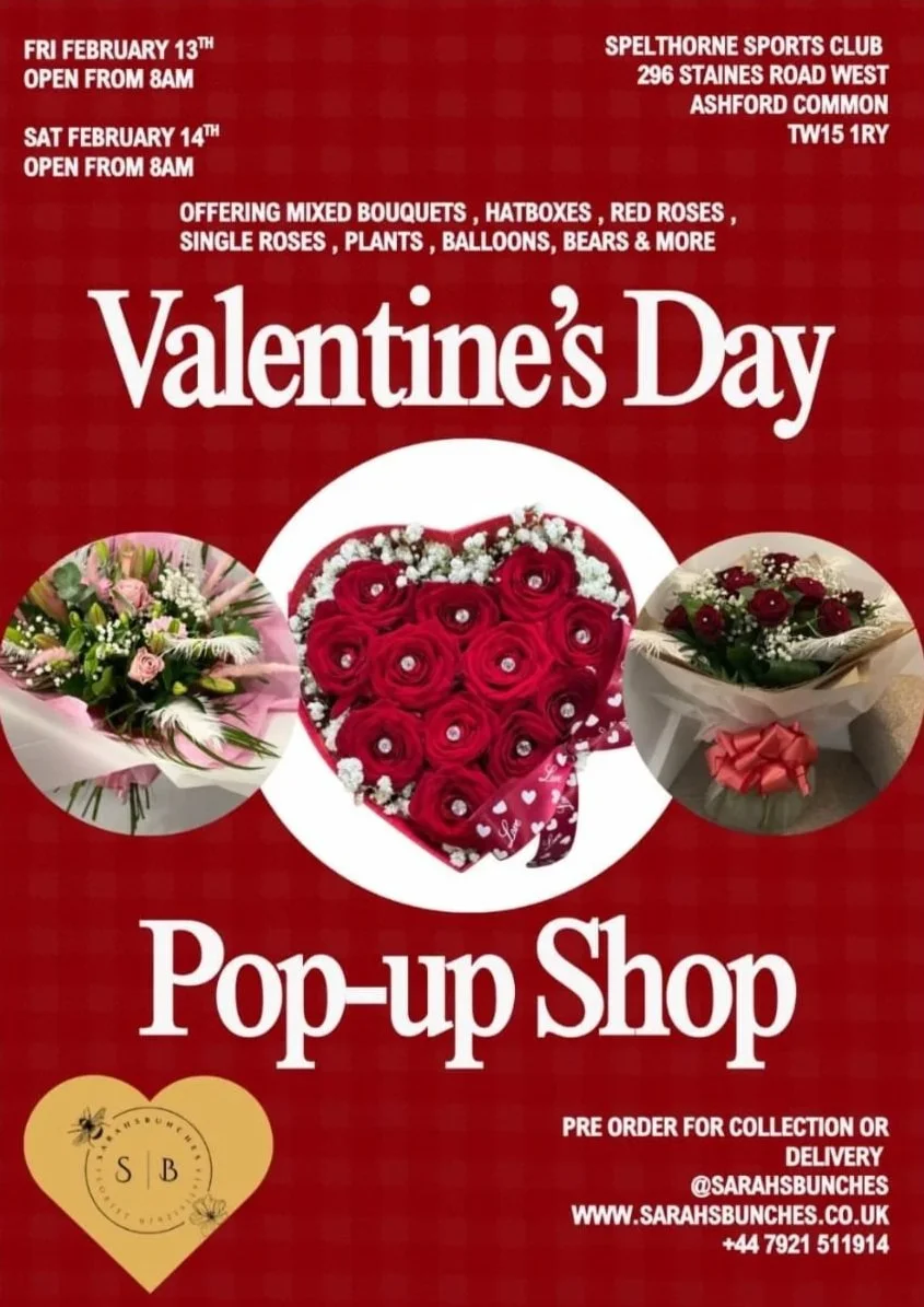 Valentine’s Day Pop-Up Shop at Spelthorne Sports Club 💐