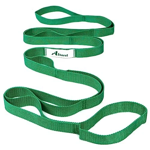 Stretching Strap Yoga Straps for Physical Therapy, 10 Loops Non-Elastic Stretch Band for Pilates, Flexibility, Exercise and Gymnastics