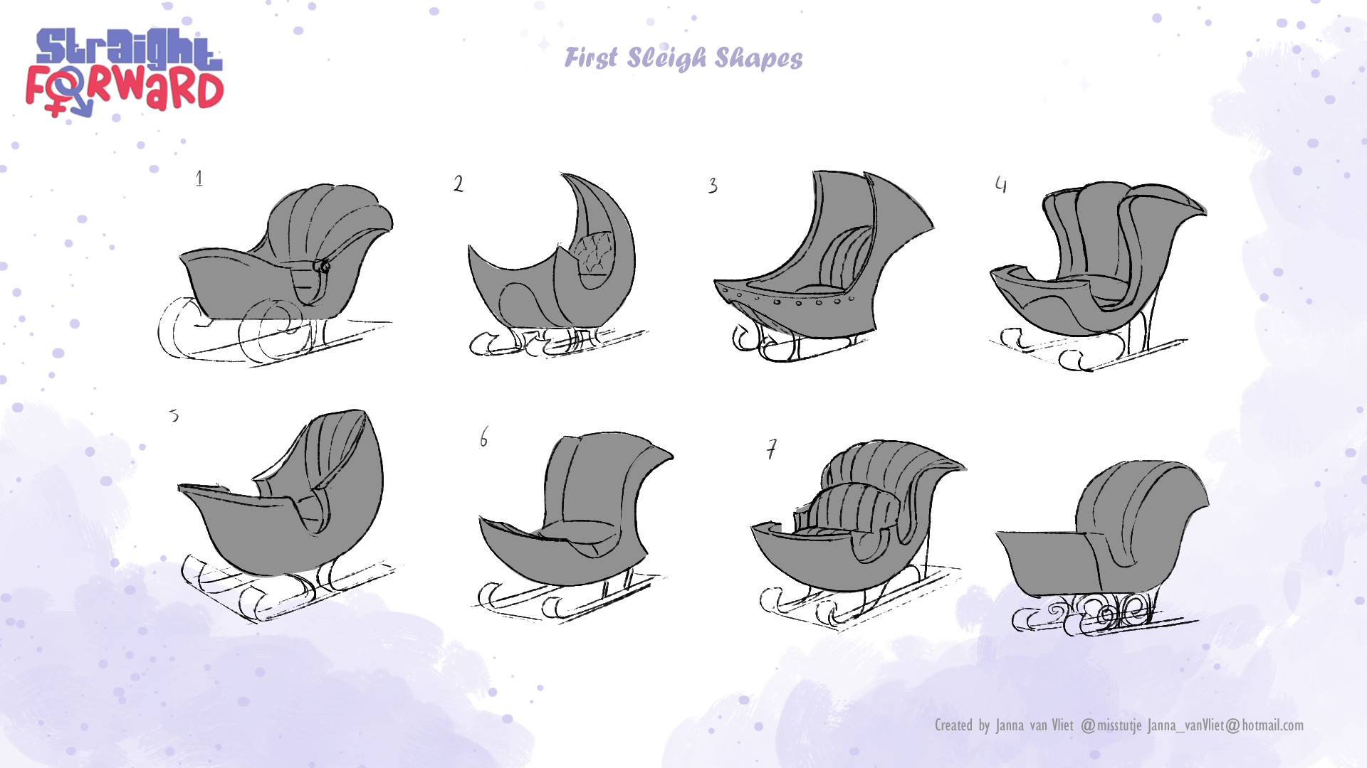 Prop design: "sleigh shapes"