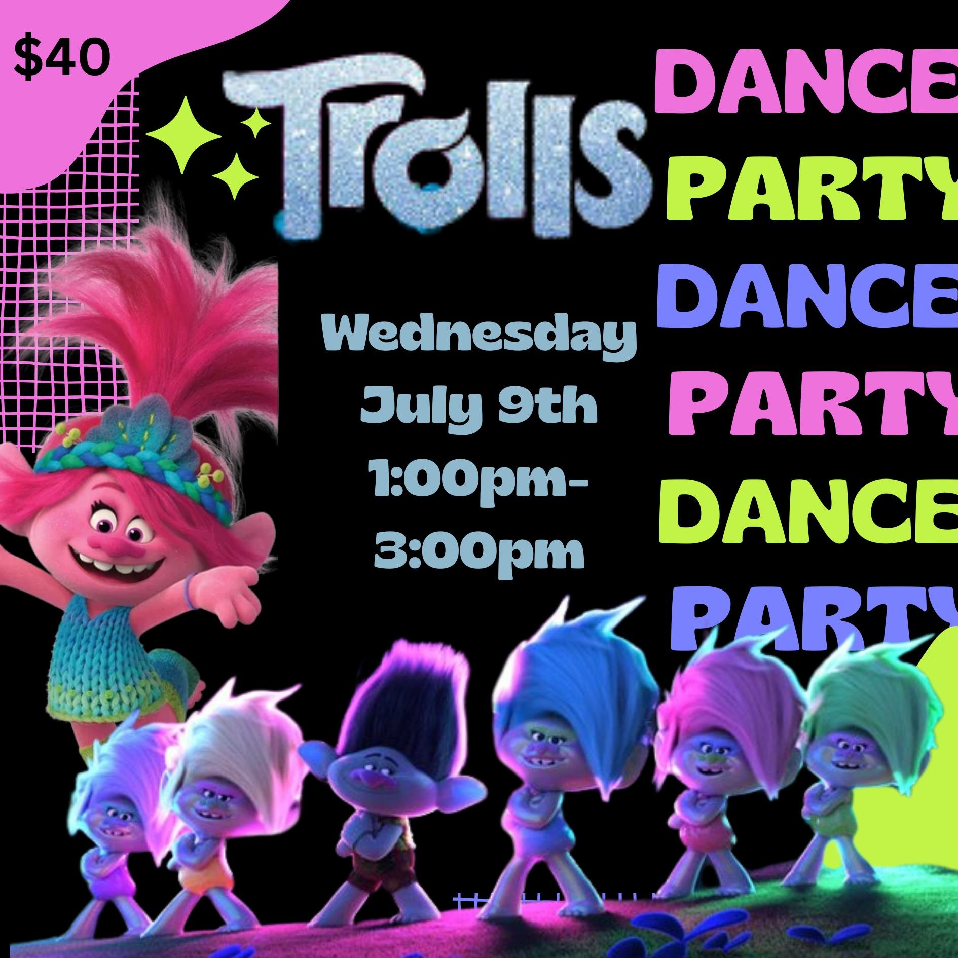 🎉💃 Get ready to turn up the glitter and groove! 💃🎉
Our Trolls Dance Party is happening Wednesday, July 9th from 1:00–3:00 PM, and it’s going to be a colorful blast! 🌈✨
Perfect for ages 3–5, this camp is packed with fun dance mo