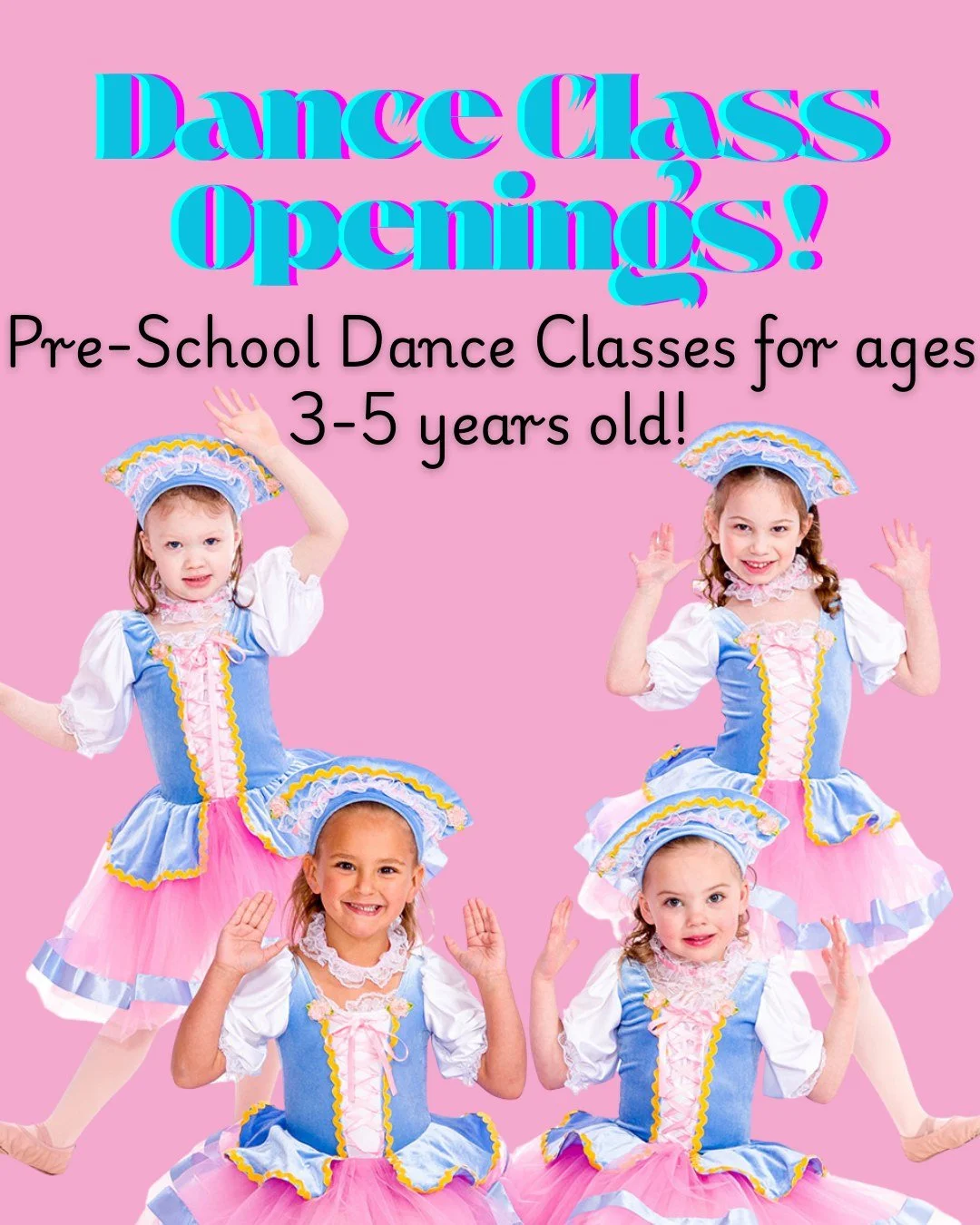✨ Limited Spots in Our Preschool Dance Classes! ✨
Our Preschool Program is filling FAST — some classes only have ONE spot left!
💃 Perfect for new movers, dance helps little ones build confidence, coordination, and body awareness while also te