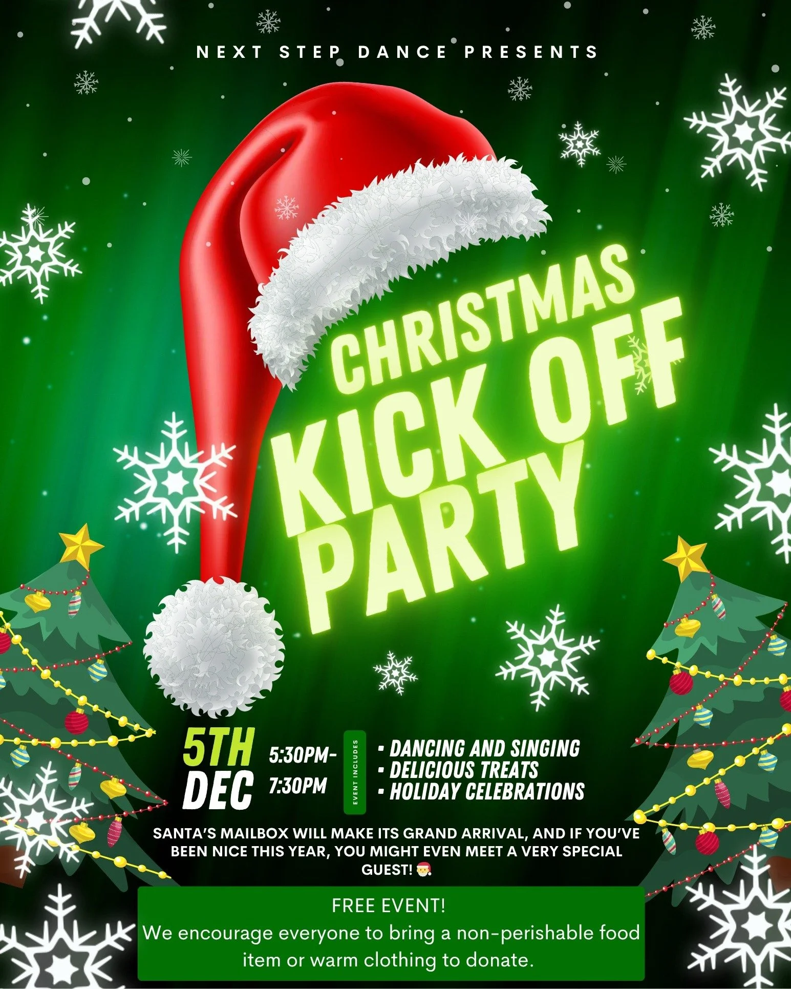 🎄✨ It&rsquo;s Our Favorite Christmas Tradition! ✨🎄

We&rsquo;re so excited to kick off the holiday season with our Next Step Dance Christmas Kick-Off Party on Friday, December 5th from 5:30&ndash;7:30 PM!

Join us for an evening of dancing, singing