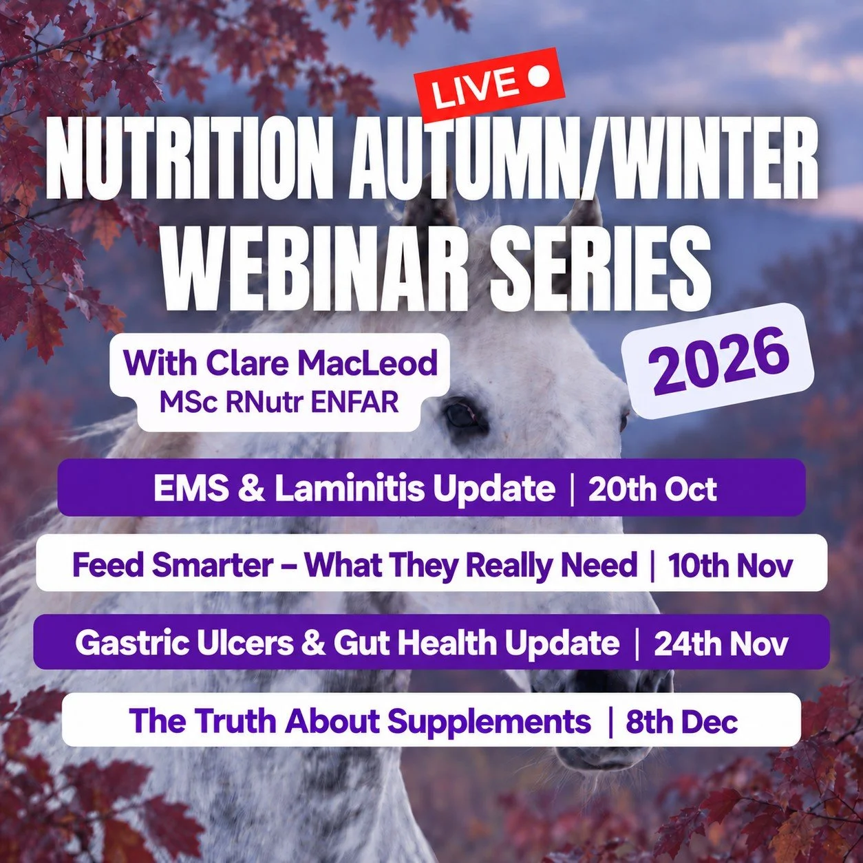 Horse Nutrition Webinars Autumn/Winter 2026