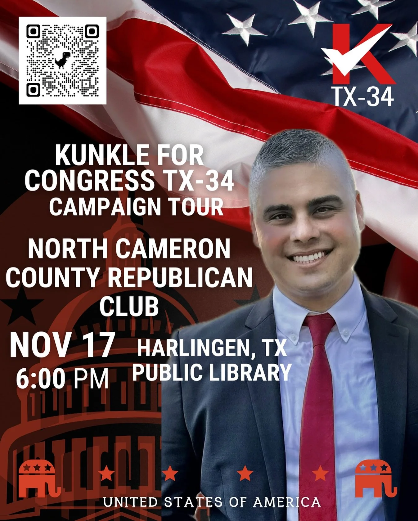 Join our team in Harlingen, TX tonight for the North Cameron County Republican Party TX-34 Candidate Forum at 6PM. We are ready to share our vision for South Texas and a path to victory for the Republican Party defeating the Democratic strong hold we
