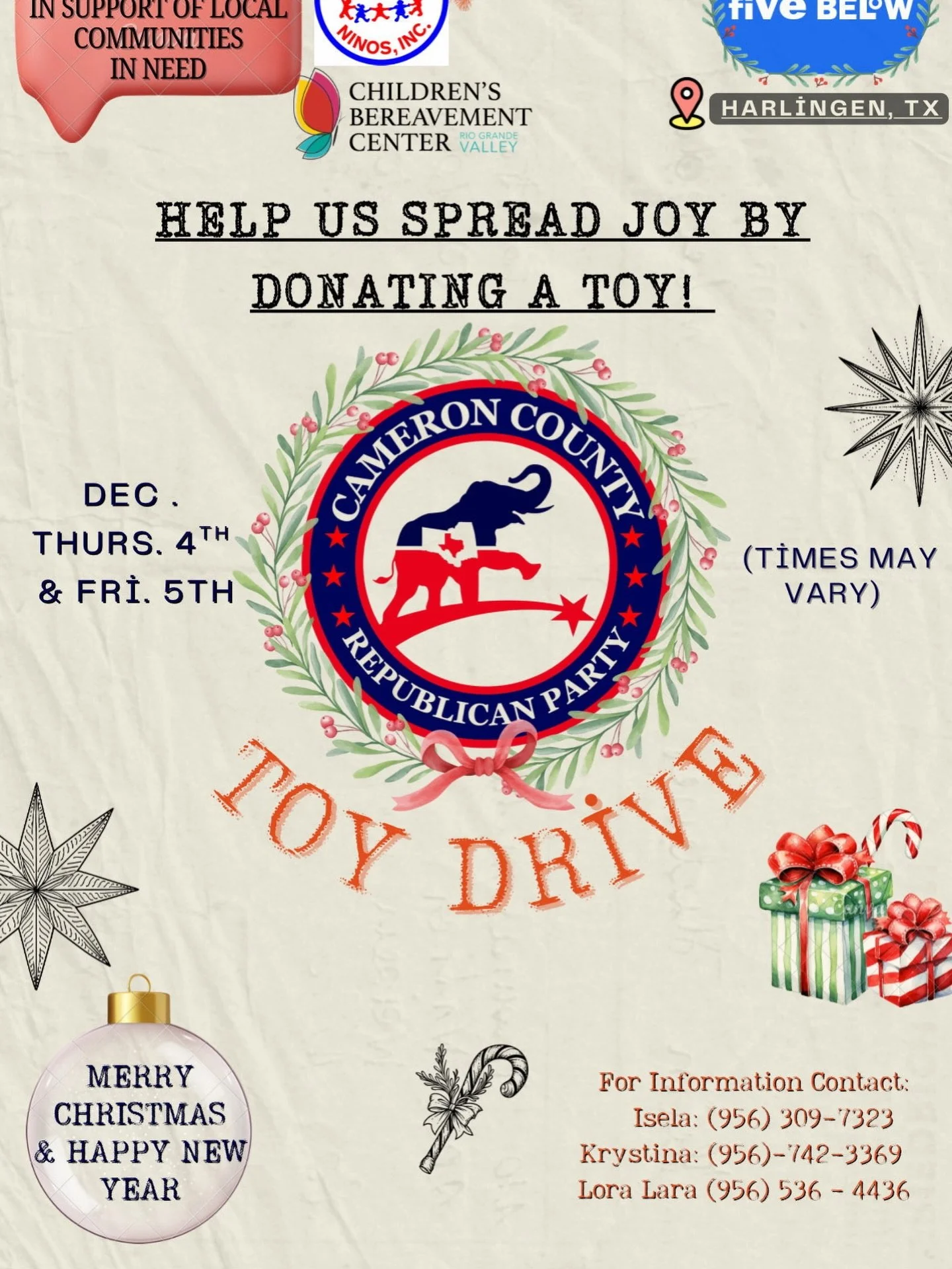 Help a LOCAL child in need this Christmas by donating a toy to the @cameroncountygop. You can contact me or anyone on this flyer if you would like to help make a child&rsquo;s Christmas special. We are so blessed to live in this country and community
