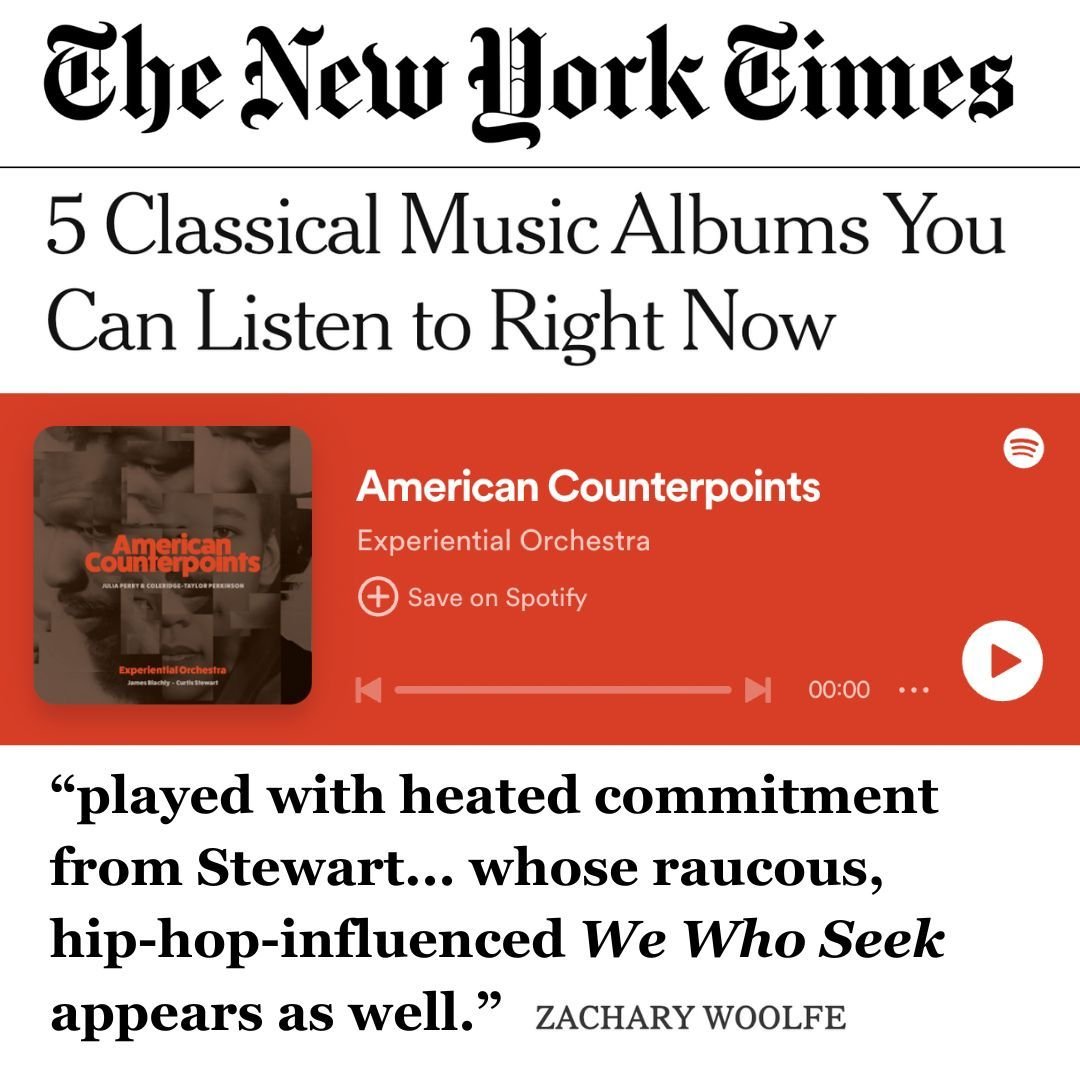 Help us cheer on our 2024 Guest Artist @curtis.stewart_violin, and friends at @experientialorchestra, for this @nytimes feature about their &quot;American Counterpoints&quot; album, lifting up the work of Julia Perry. 

Julia Perry, who would've turn