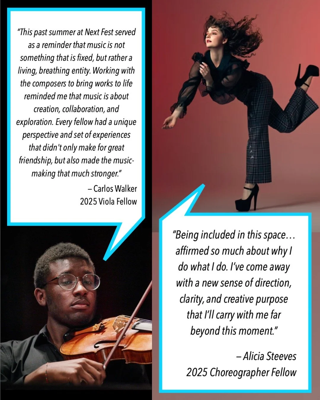 Next Fest just had its biggest year ever, not because of sold-out shows or major guest artists, but because of you.

Your support gives young, often underrepresented artists access to life-changing mentorship, new commissions, and a pay-what-you-can 