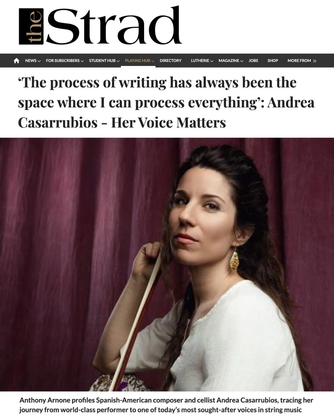 She&rsquo;s one of the most sought-after voices in string music right now, and she&rsquo;s coming to Next Fest.

@the_strad_ just spotlighted @andrea_casarrubios, tracing her rise from world-class cellist to a composer whose music is now performed gl