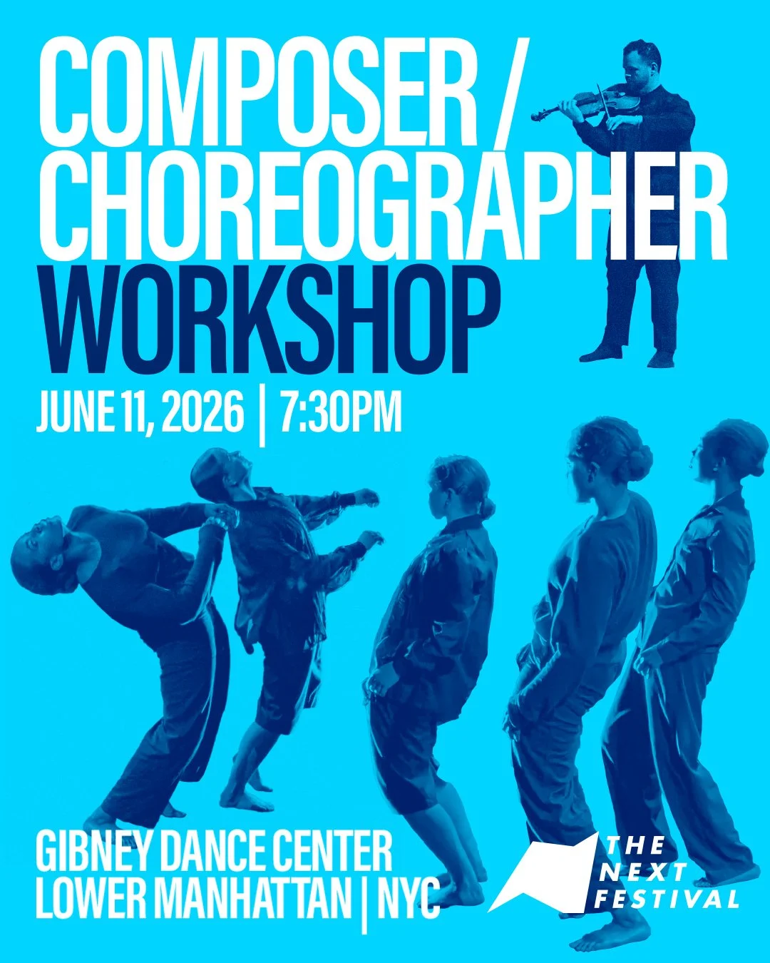 JUNE 11! Our Choreographer, Composer and Performance Fellows cross the disciplinary divide to create something truly original for an open showing, after a week of spontaneous creation.

Join us for the 2025 Composer / Choreography Workshop.

THURSDAY