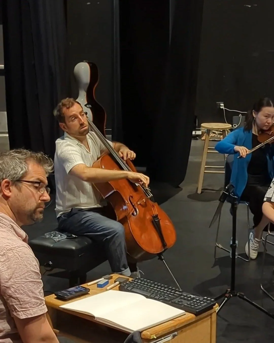 PERFORMANCES TONIGHT &amp; TOMORROW! The energy is unmatched as we prepare the WORLD PREMIERE of @andreacasarrubios&rsquo; The Book of Signatures with special guests @tommy_j_mesa and @garrettarney.percussion.

This new double concerto for cello, per