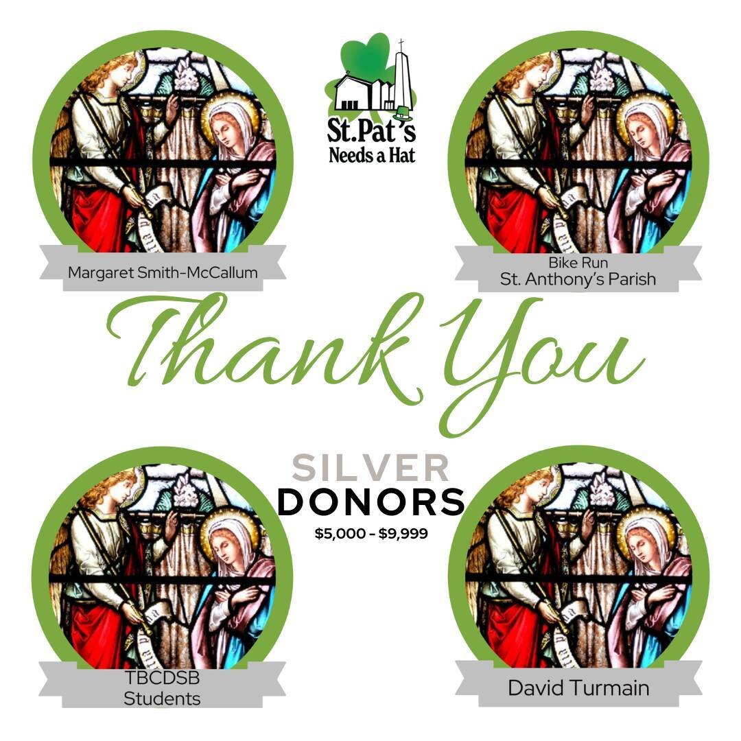 Today we would like to thank a few more of our generous Silver donors. These donors have generously donated between $5,000 and $9,999 to the Cathedral Roof fund. 

Our thanks to: 
💝 Margaret Smith-McCallum
💝 St. Anthony's Parish
💝 TBCDSB Students
