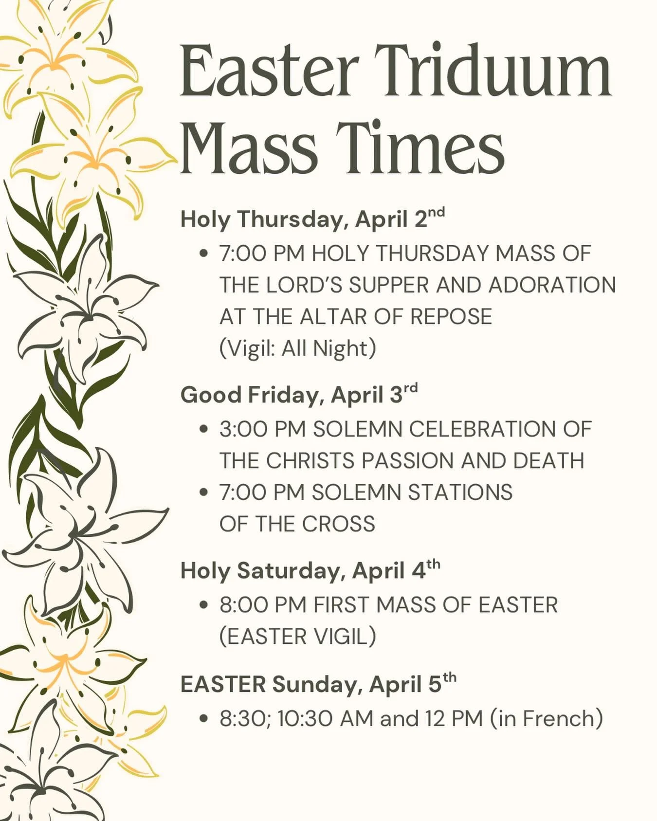 Join us at Saint Patrick&rsquo;s Cathedral as we journey through the holiest three days of the liturgical year. We invite you, your family, and our entire community to enter into these sacred mysteries with us. 

#EasterTriduum #HolyWeek #CatholicChu