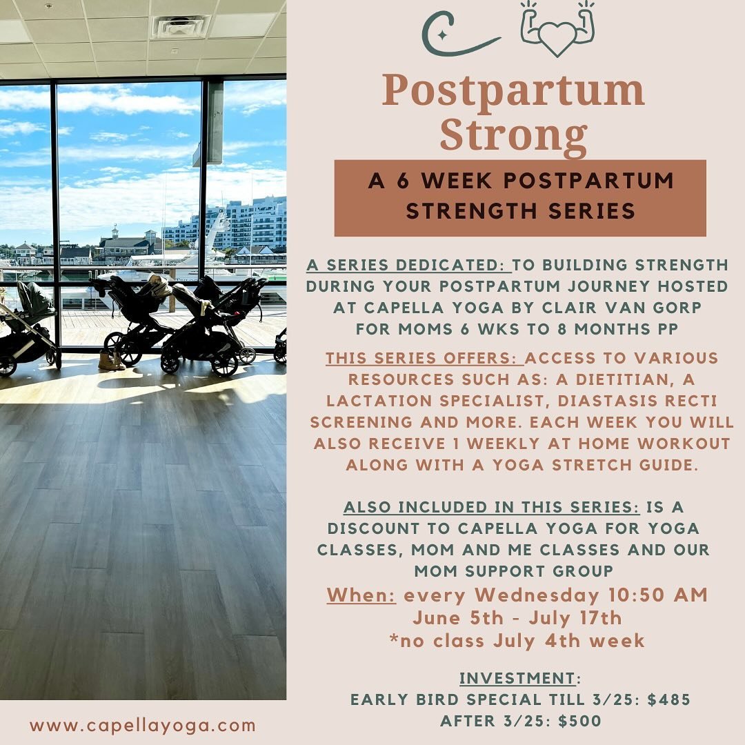 To all the mamas looking to stay active this summer (with or without your little one in tow) I have a few options for you! ⤵️

✨ for postpartum mamas: starting June 5 I am leading a postpartum strong 6 week series with @capellayoga we kick off the se