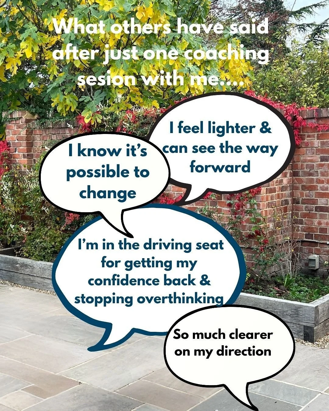 Here’s what clients have said after just one coaching session💕
“I’m in the driving seat for getting back to being confident and not overthinking”
“I know it’s possible to change.”
“I felt so much cl