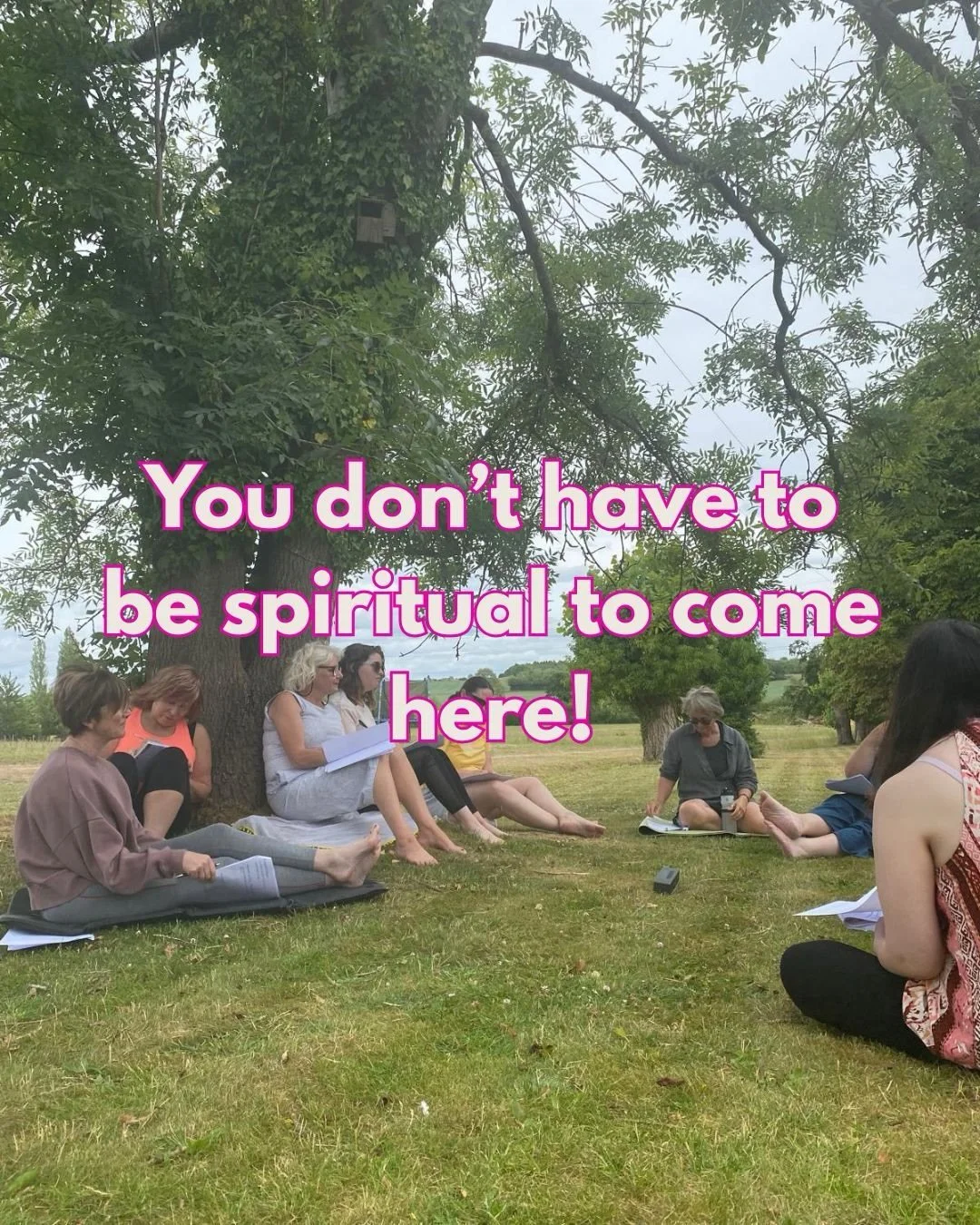 You don&rsquo;t have to be &ldquo;spiritual&rdquo; to come to our retreat.

You just have to be human!
Maybe you&rsquo;re tired.
Hopefully you&rsquo;re curious.
You&rsquo;re ready for space.
You&rsquo;re ready to breathe.
To take some time for you.

