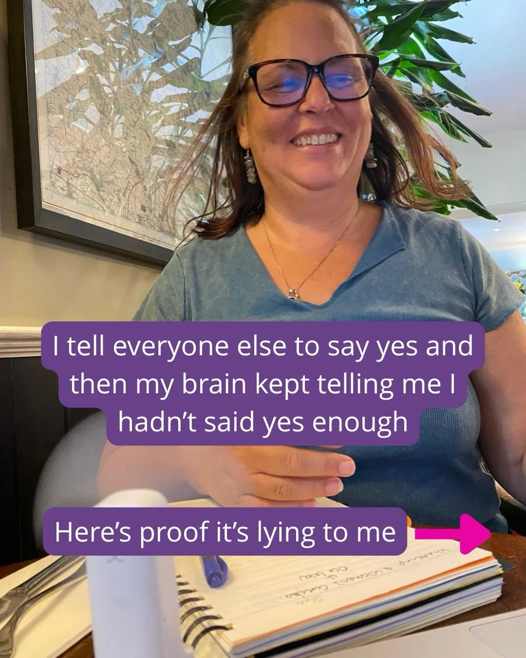 Your brain can tell you one thing but your evidence bank can tell you another.

Look at the evidence &amp; reflect before you believe all your thoughts. 

The evidence and proof disproved what I was thinking - maybe yours will too.