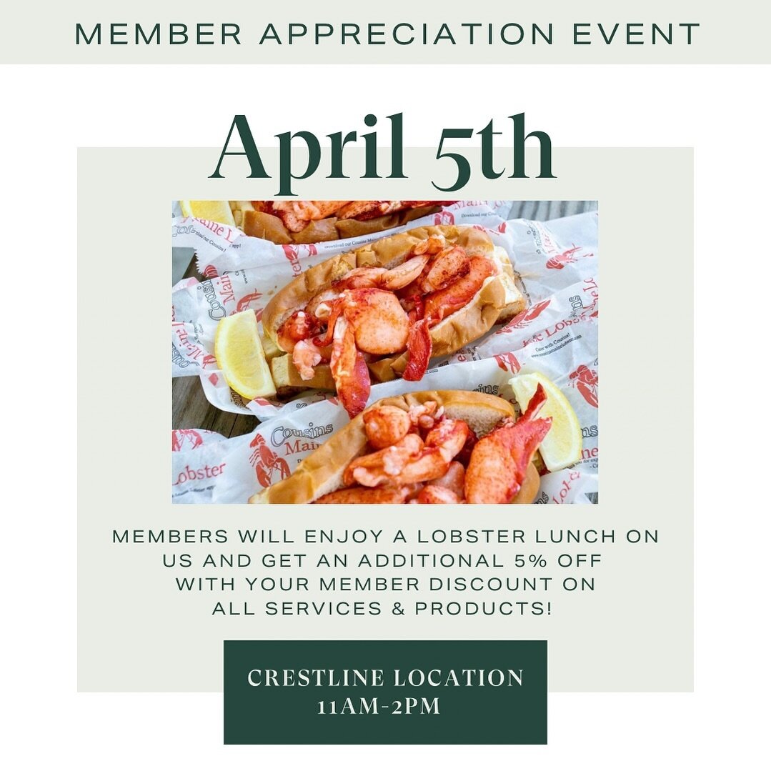 🦞✨🥳We love our Gold, Emerald, Diamond &amp; Fireworks Members and we want to celebrate you! 

On April 5th from 11am-2pm we will have the @cousinsmainelobster truck at our Crestline Location. You will get a complimentary lobster lunch on us! Their 