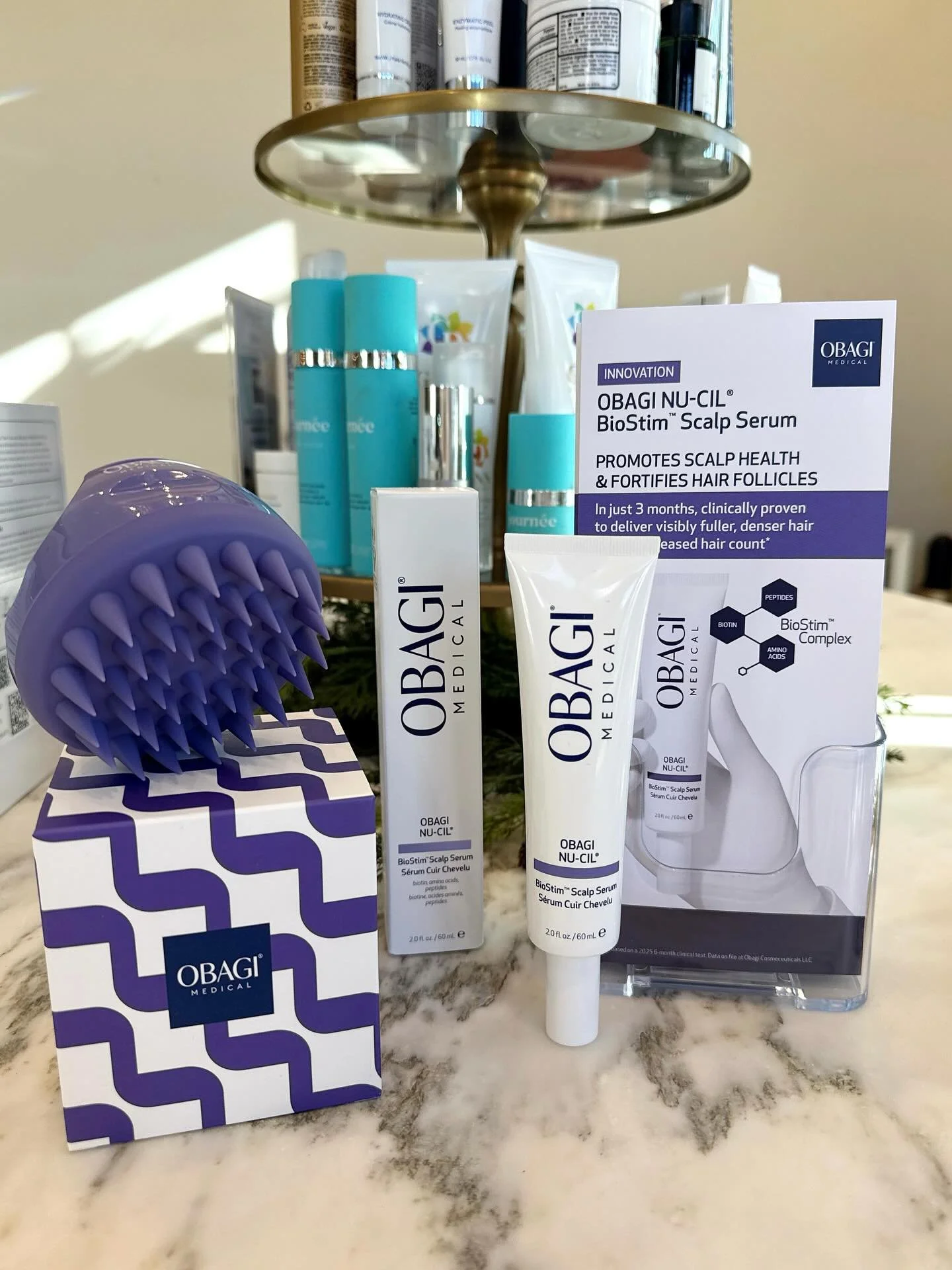 💆&zwj;♀️✨The NEW Obagi Nu-Cil BioStim Scalp Serum has arrived to Gunn Dermatology! 

When using consistently for about 6 months, it&rsquo;s been clinically proven to:
* Significantly improve hair volume by 52%
* Significantly reduce scalp redness by