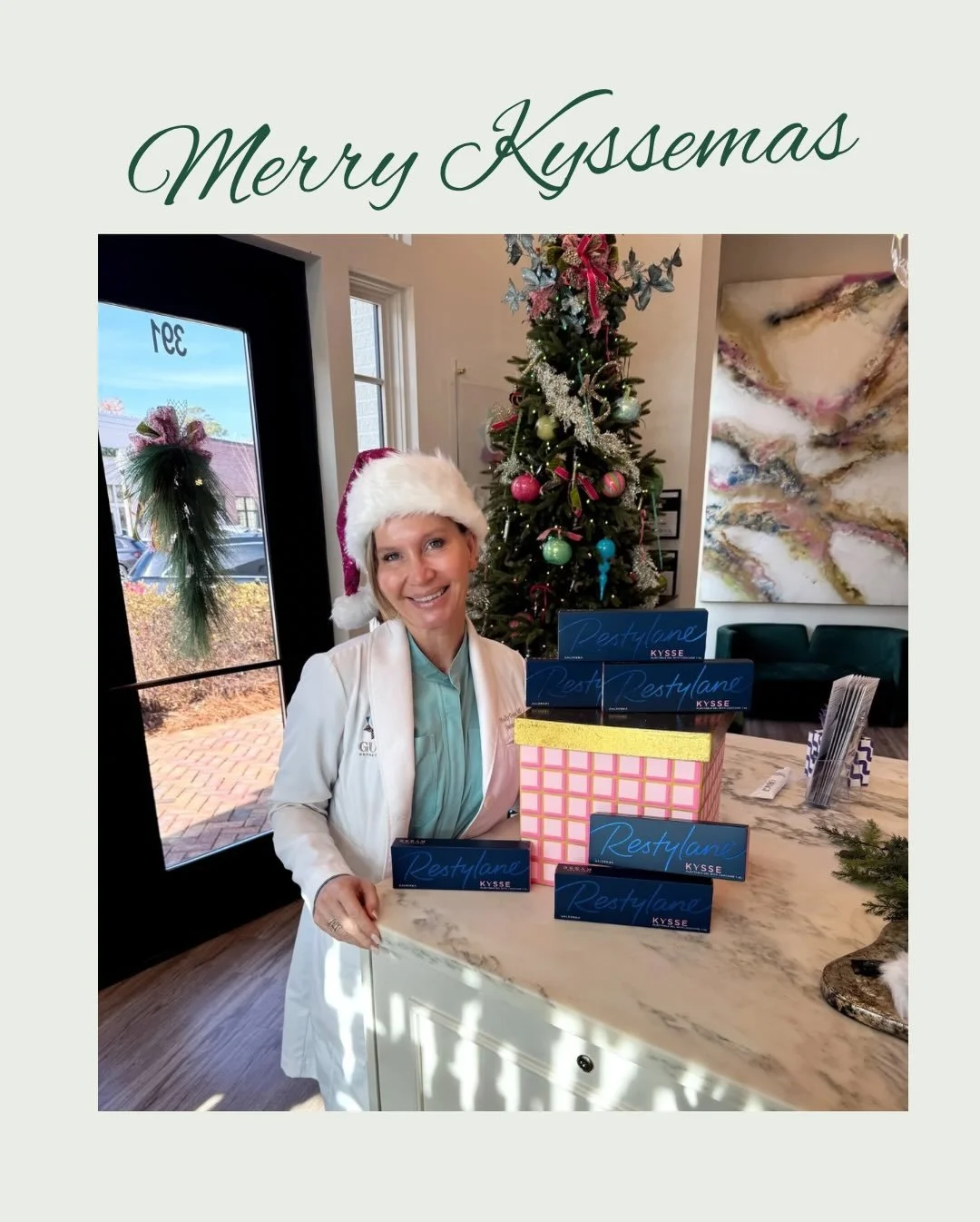 MERRY KYSSEMAS! 💋🎄
It&rsquo;s the final day of our 12 Days of Christmas, and we&rsquo;re ending with the ultimate lip special:

💉1 syringe of Kysse Lip Filler
💋 Lip Flip
🎁 FREE Alastin INhance (use pre + post injections to accelerate recovery)

