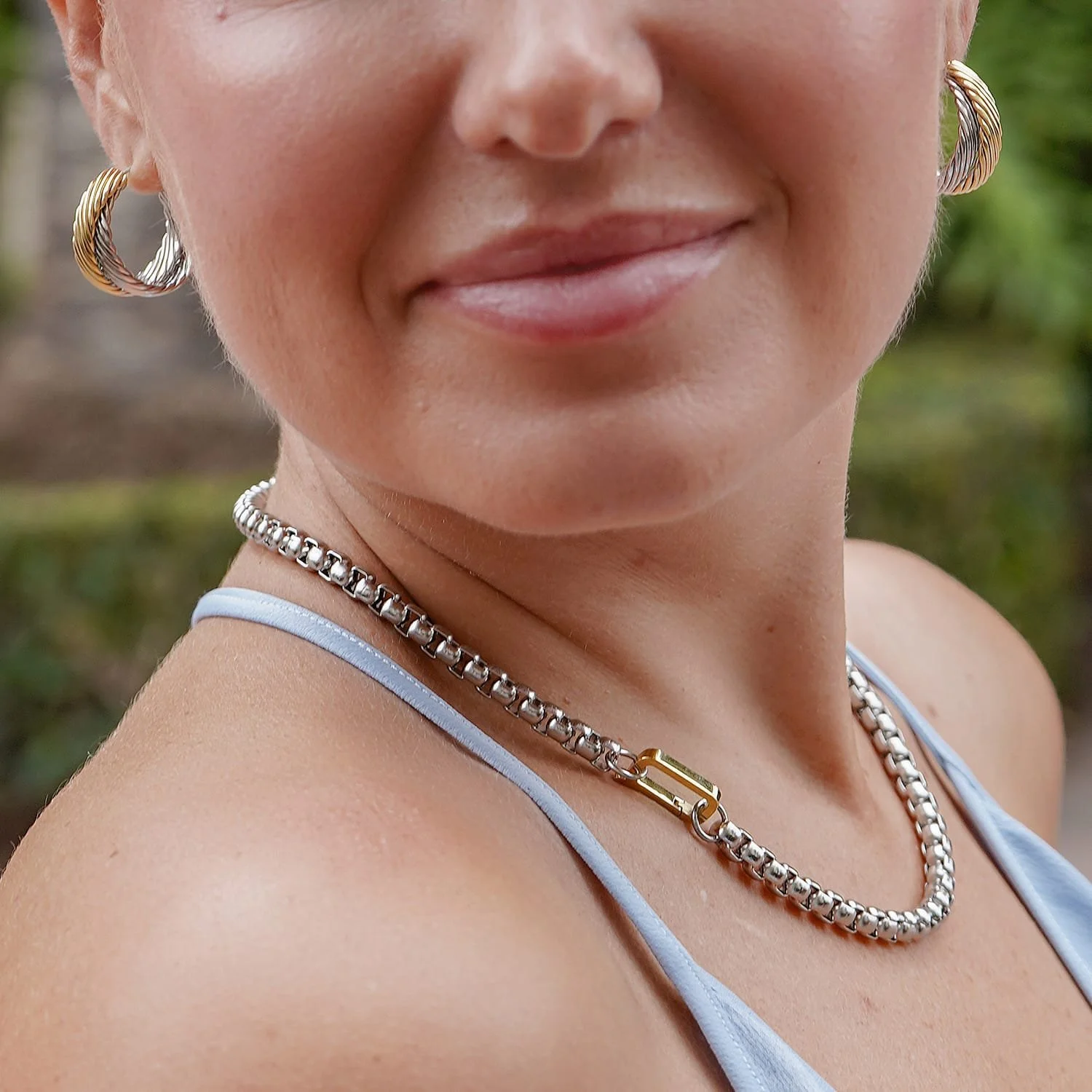 18Kt Two Tone Twisted Cable Gold Earrings