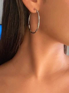 Pia 18Kt Gold Bamboo Style Round Hoop Earrings