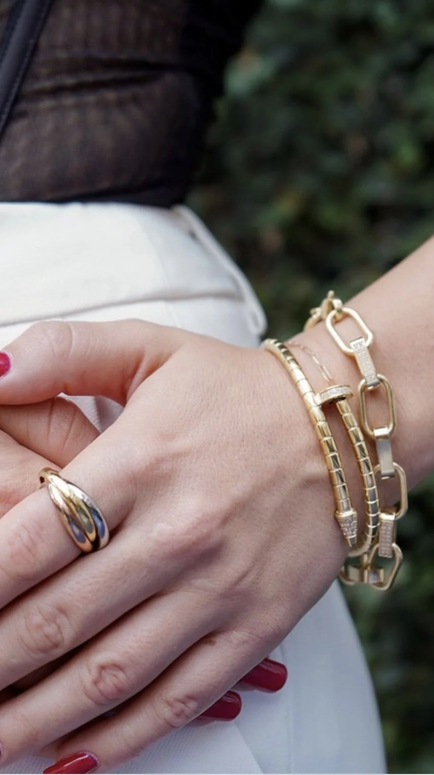 Elisa Pavé Nail Open Bangle Bracelet