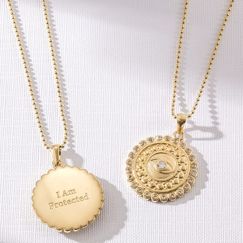 18Kt Gold Mantra and Mandala Pendant Necklace