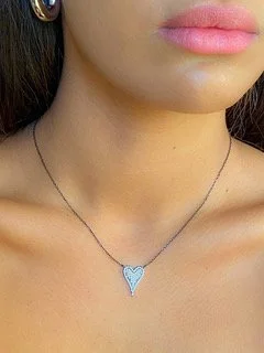 Coeur 18Kt Gold Pave Rhinestone Heart Pendant Necklace