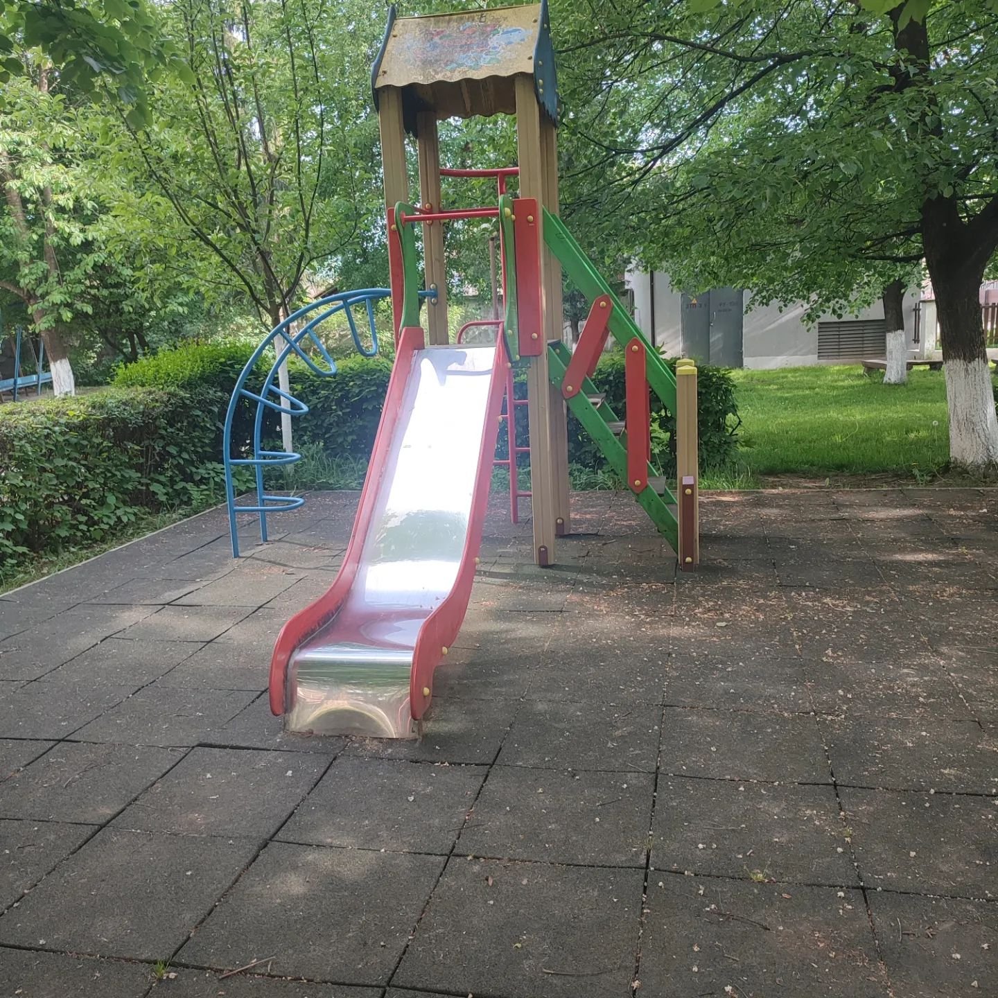 The playground is empty and the grounds are quiet because on this absolutely warm and beautiful day, at a medical facility for children, there are only a few kids allowed outside. Doesn't seem healthy to us. #kidsneedfamilies #ukraineorphans