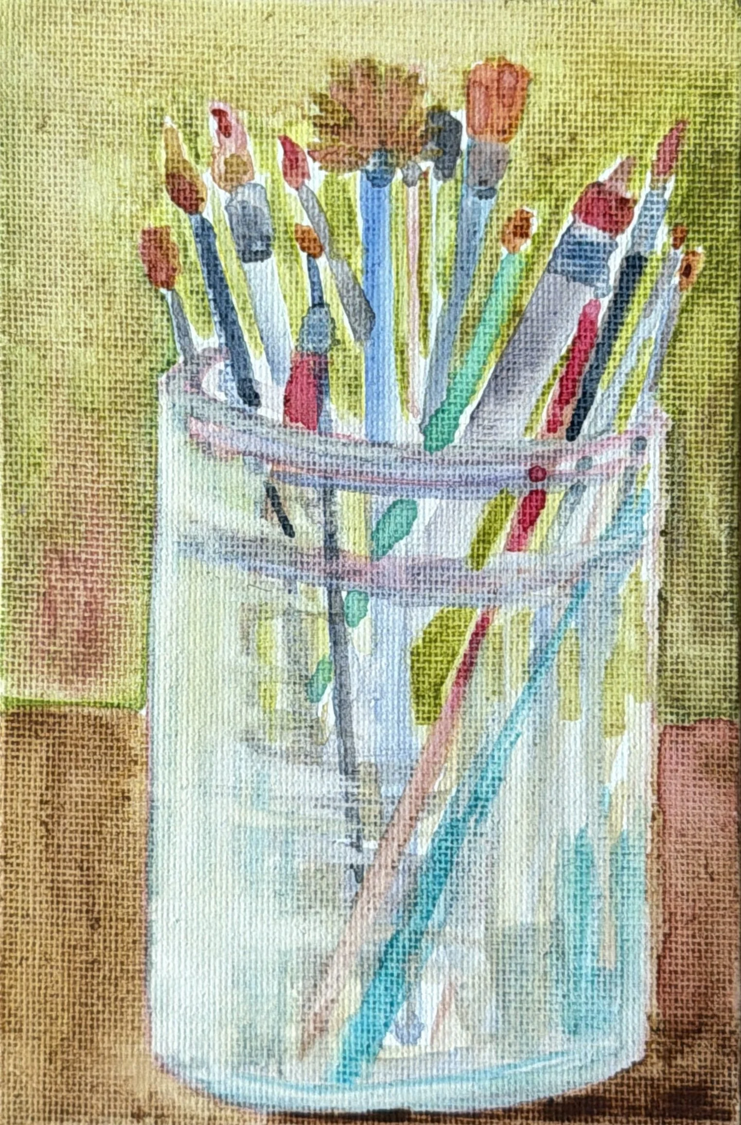 15-Brushes in Jar (Watercolor on Canvas)
-6x4" Watercolor on Canvas $77