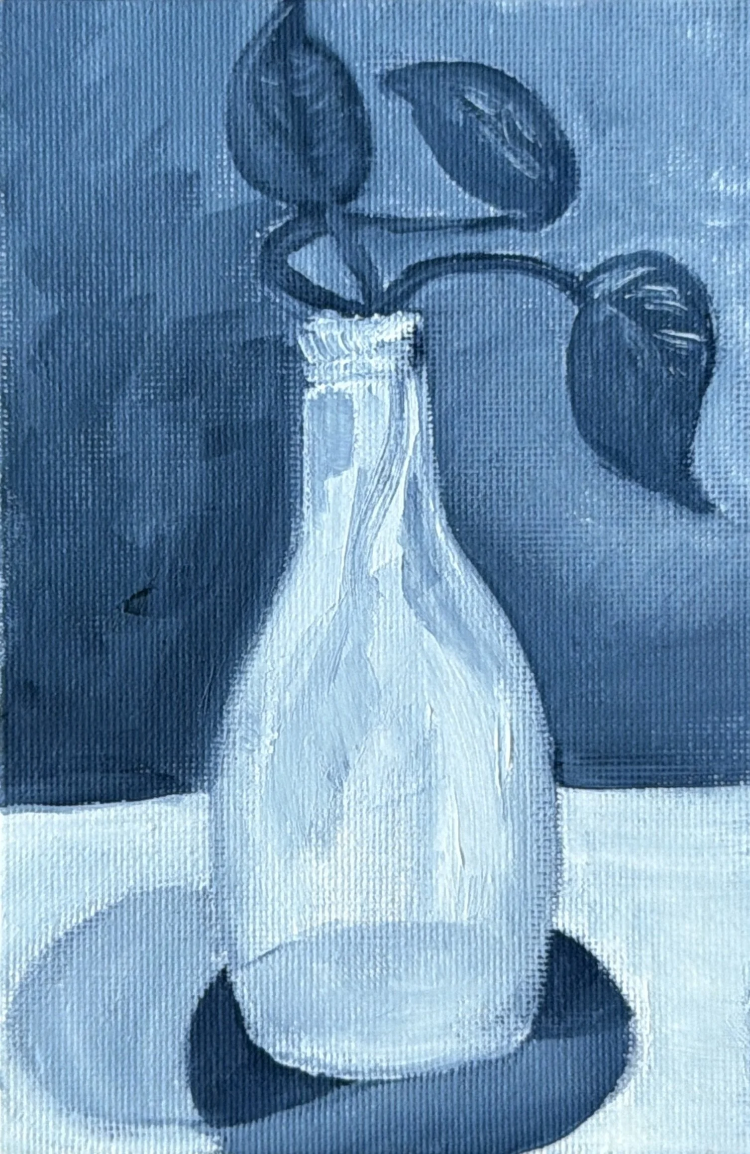 1-Black & White Flower Vase With Plant 
-6x4" Oil on Canvas $77