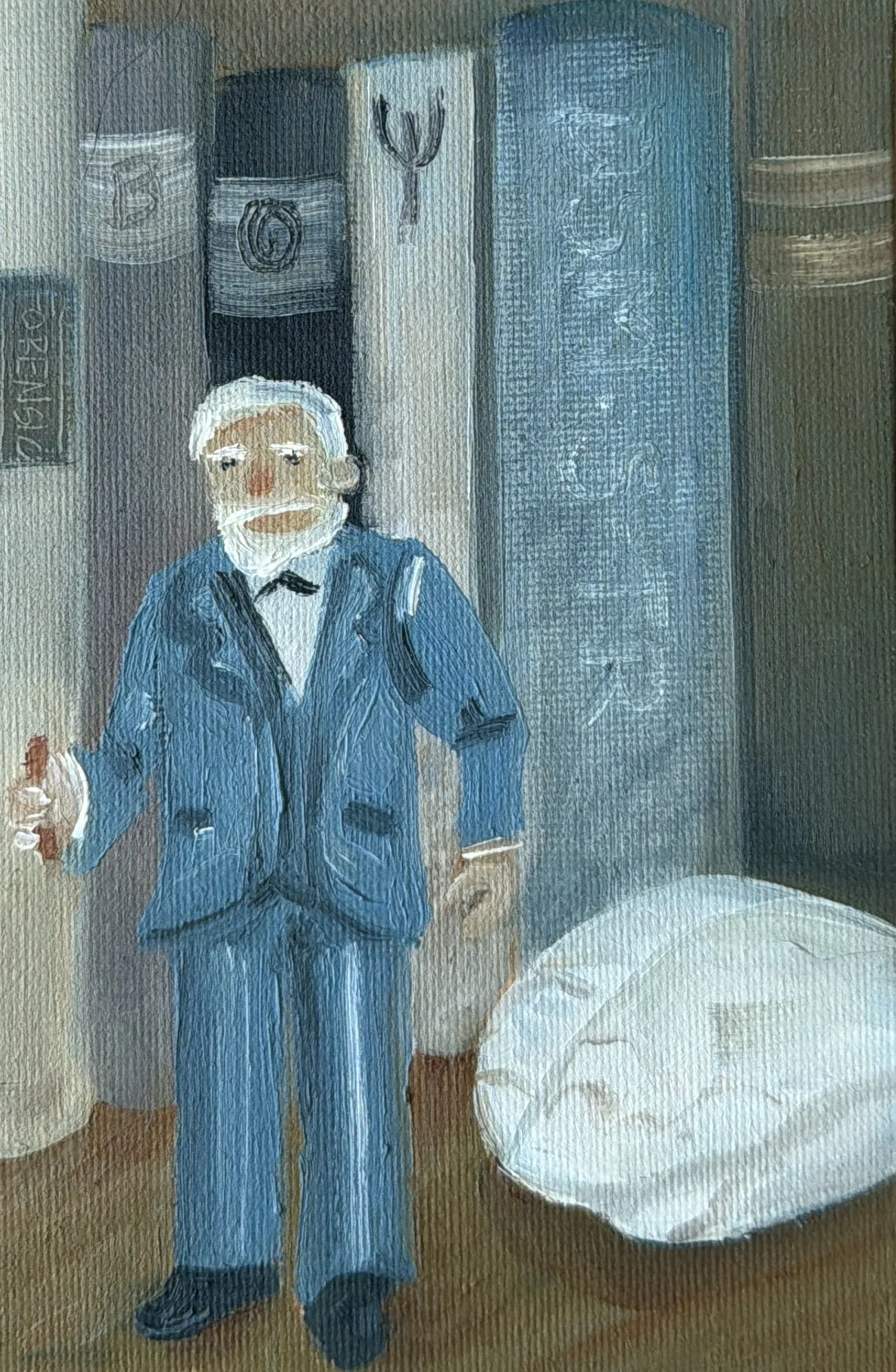 63-Freud & Brain On a Bookshelf (SOLD)
-6x4" Oil on Canvas 