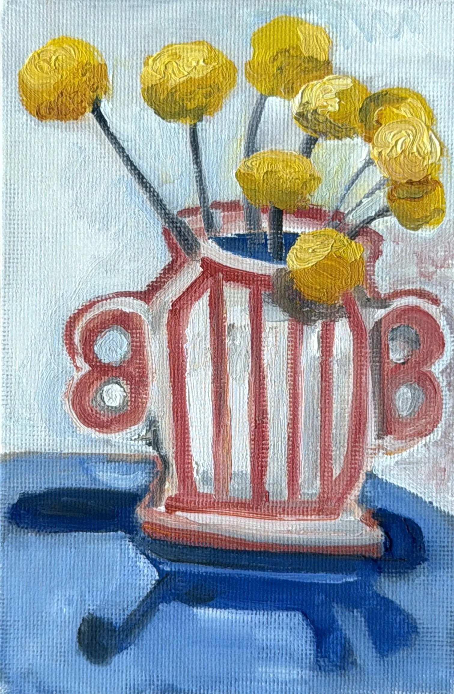 2-Handmade Flower Vase (By Me) With Yellow Flowers
-6x4" Oil on Canvas $77