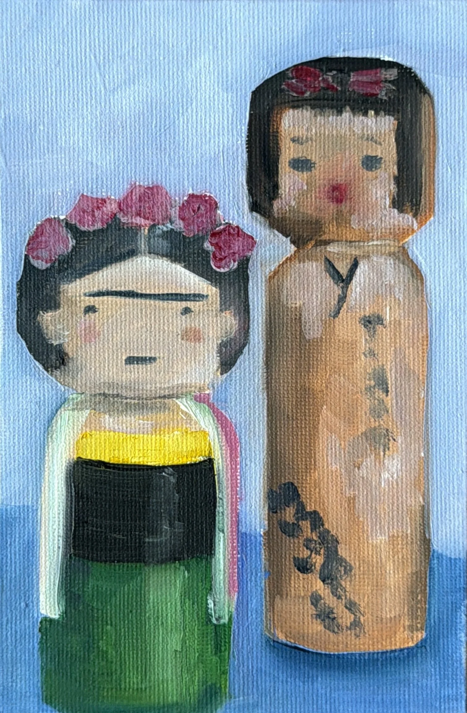 13-Kokeshi & Kokeshi Frida 
-6x4" Oil on Canvas $77