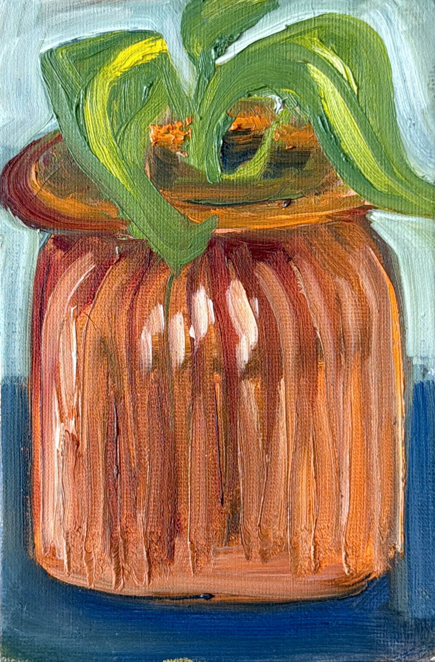 38-Orange Glass Vase With Plants
-6x4" Oil on Canvas $77
