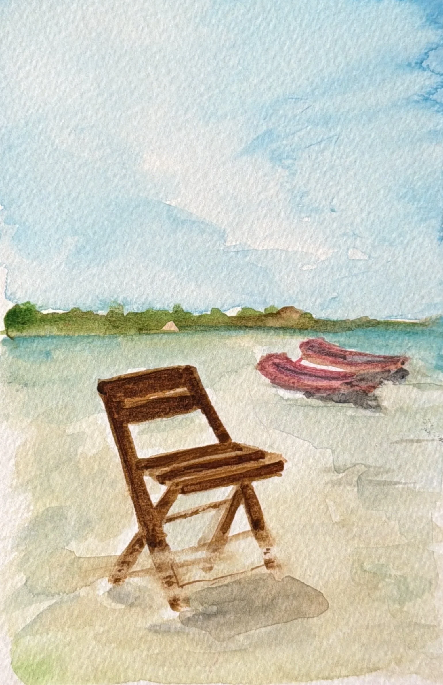 Chair at the Sea 
-6x4" Watercolor on Paper $77
